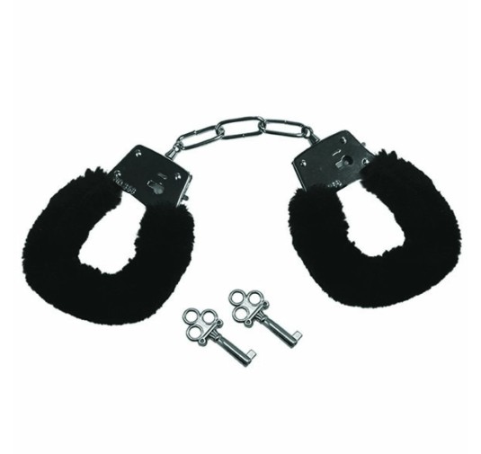 Kajdanki - Sportsheets Sex & Mischief Furry Handcuffs Black